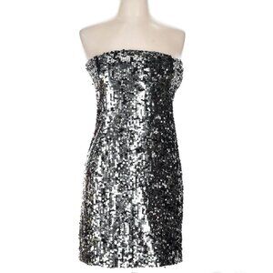 As U Wish Sequin Dress in Black and Silver